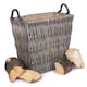 image 1 of Small Grey Rectangular Wicker Log Basket