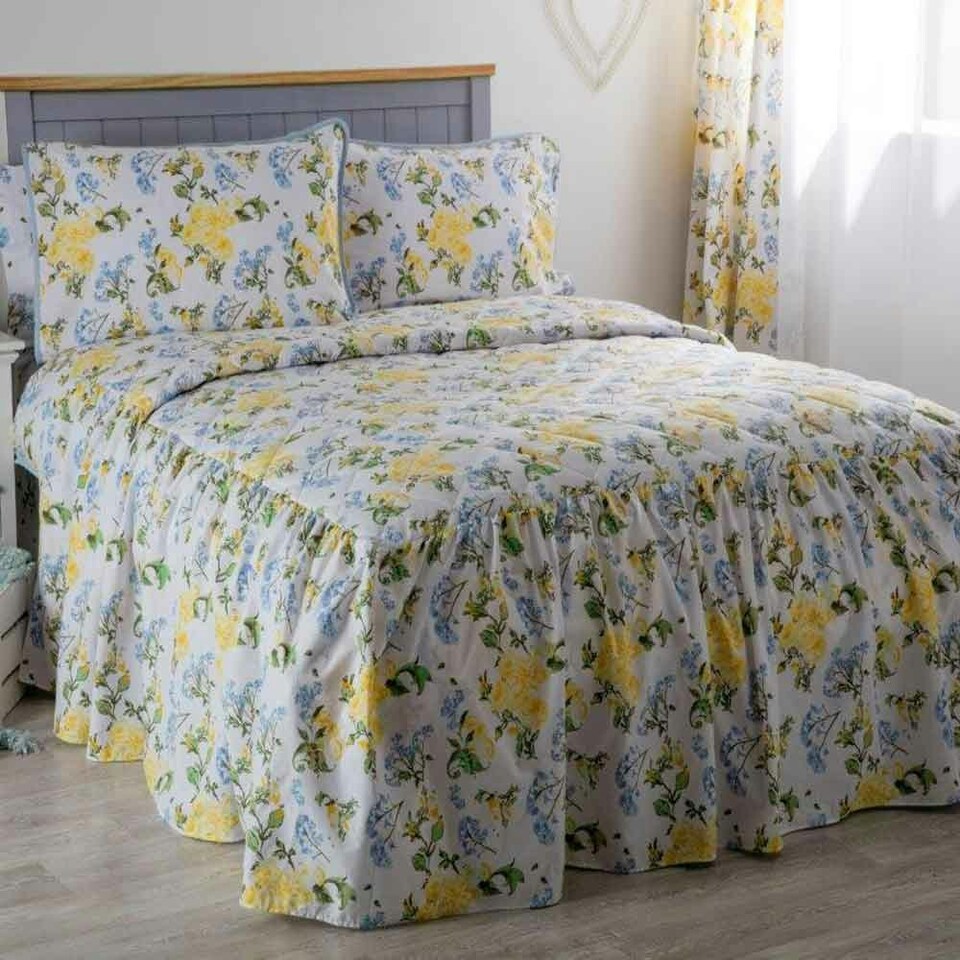 Belledorm Arabella Country Dream Bedspread - White/Blue/Lemon/Green - Double