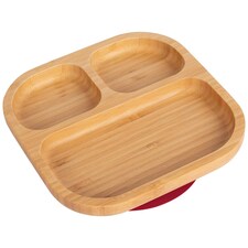 Tiny Dining Children's Bamboo Suction Plate - Red Red