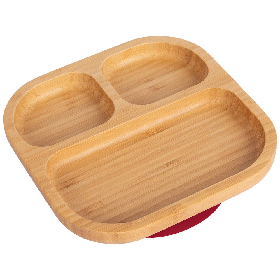 image 1 of Tiny Dining Children's Bamboo Suction Plate - Red Red