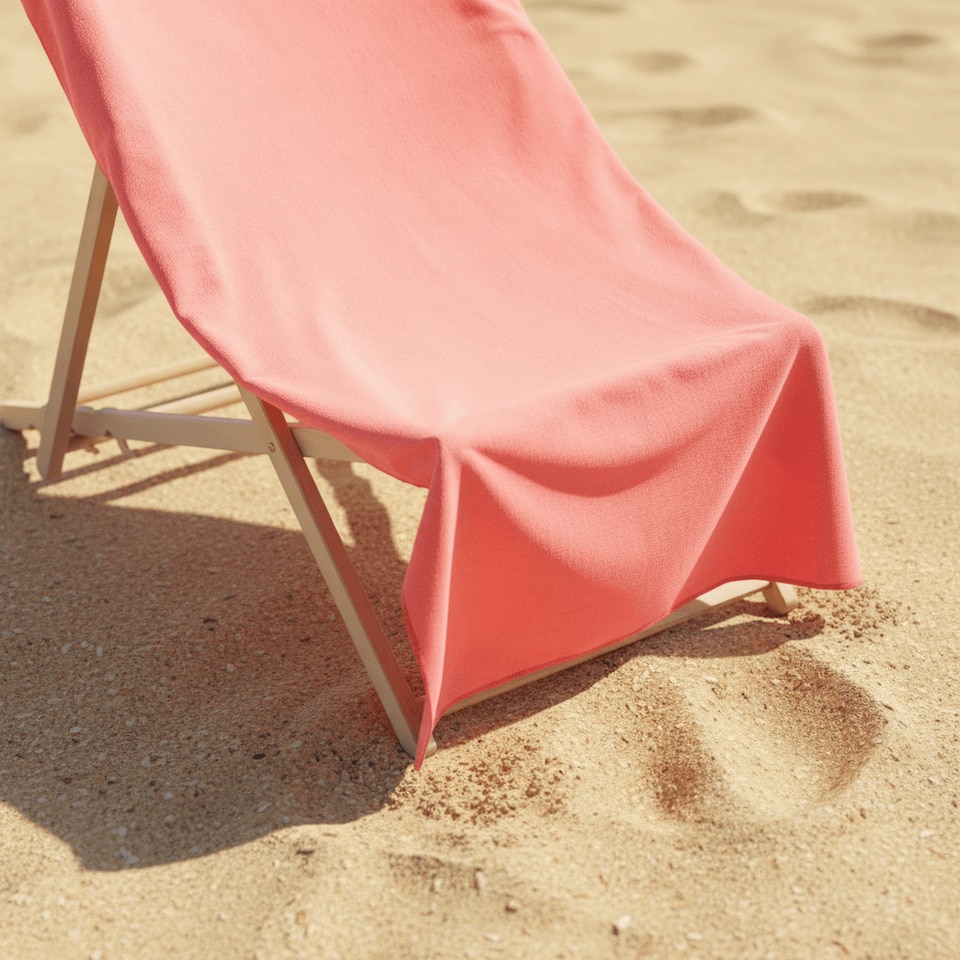 image 1 of OHS Plain Microfibre Quick Dry Beach Towel Bathroom | Orange | Coral | One size