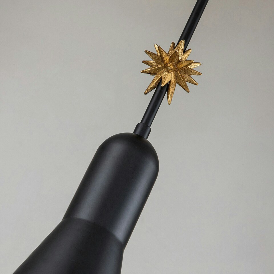 image 1 of Etoile Dome Pendant Ceiling Light, Matte Black and Gold Leaf