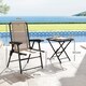 image 3 of Outsunny 3 Pieces Garden Bistro Set, Folding Table and Chairs Set, Metal Garden Furniture Set with Cup Holders for Outdoor, Patio, Balcony, Khaki | Brown