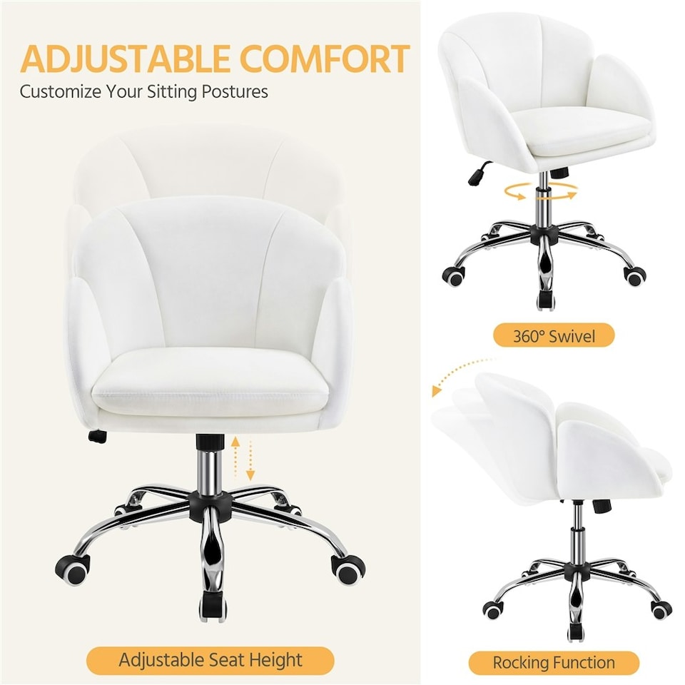 image 1 of Yaheetech Swivel Rolling Home Office Chair with Armrests