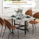 image 4 of HOMCOM Mobile Drop Leaf Table, Folding Dining Table with 6 Wheels & Brakes, Kitchen Table for Small Spaces, Grey Marble Effect