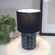 image 3 of ValueLights Priyah Set of 2 - Navy Blue Textured Scallop Effect Ceramic Table Lamp with Drum Shade | Blue
