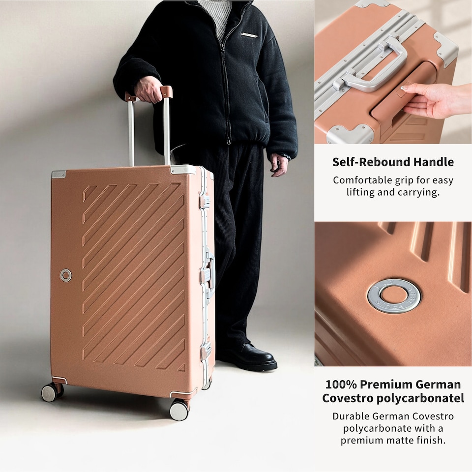 image 1 of Zipperless Polycarbonate Suitcase, Hard Shell, TSA Lock, 4 Wheels
