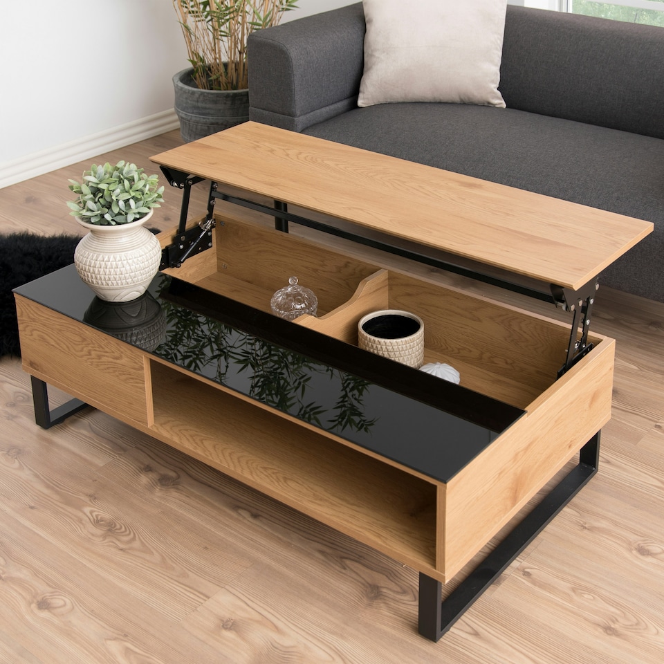 image 1 of Azalea Lift Up Coffee Table in Black & Oak