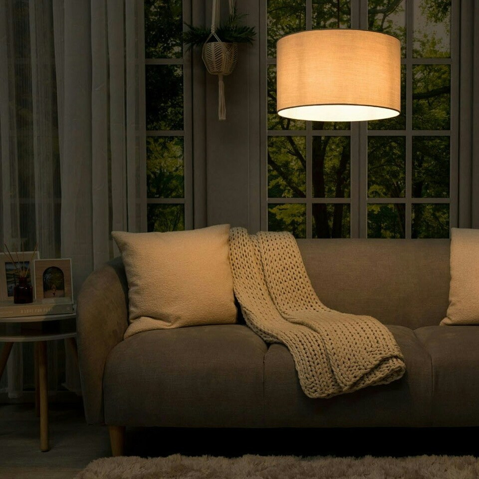 image 1 of ValueLights Reni Medium Grey Fabric Pendant Shade