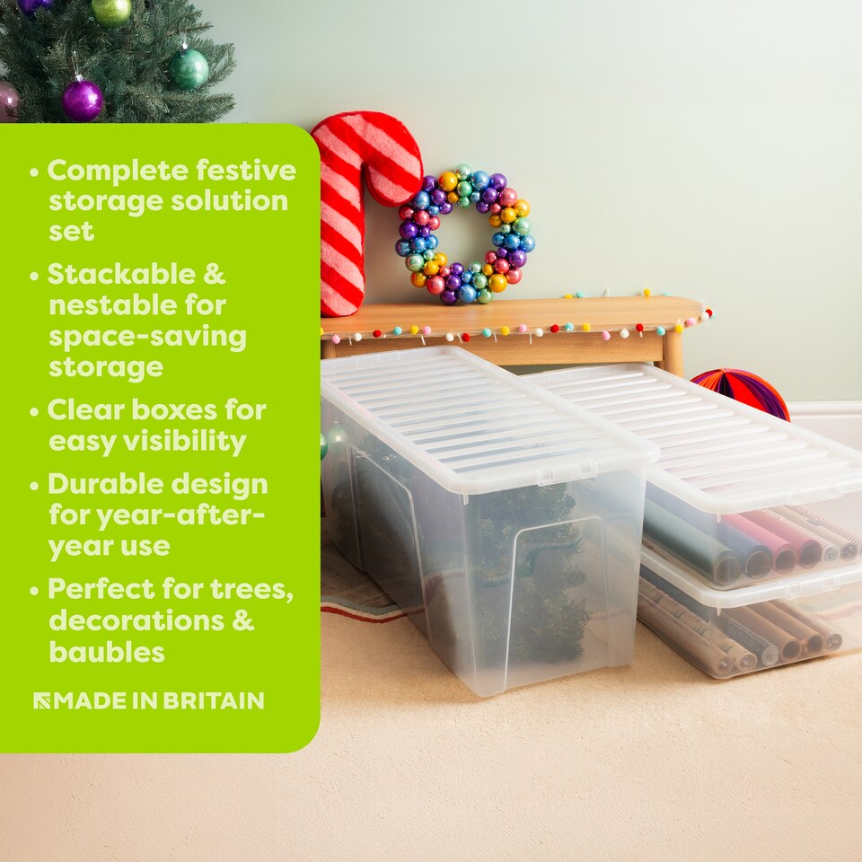 image 1 of Wham Festive 3-Piece Christmas Storage Set | Clear
