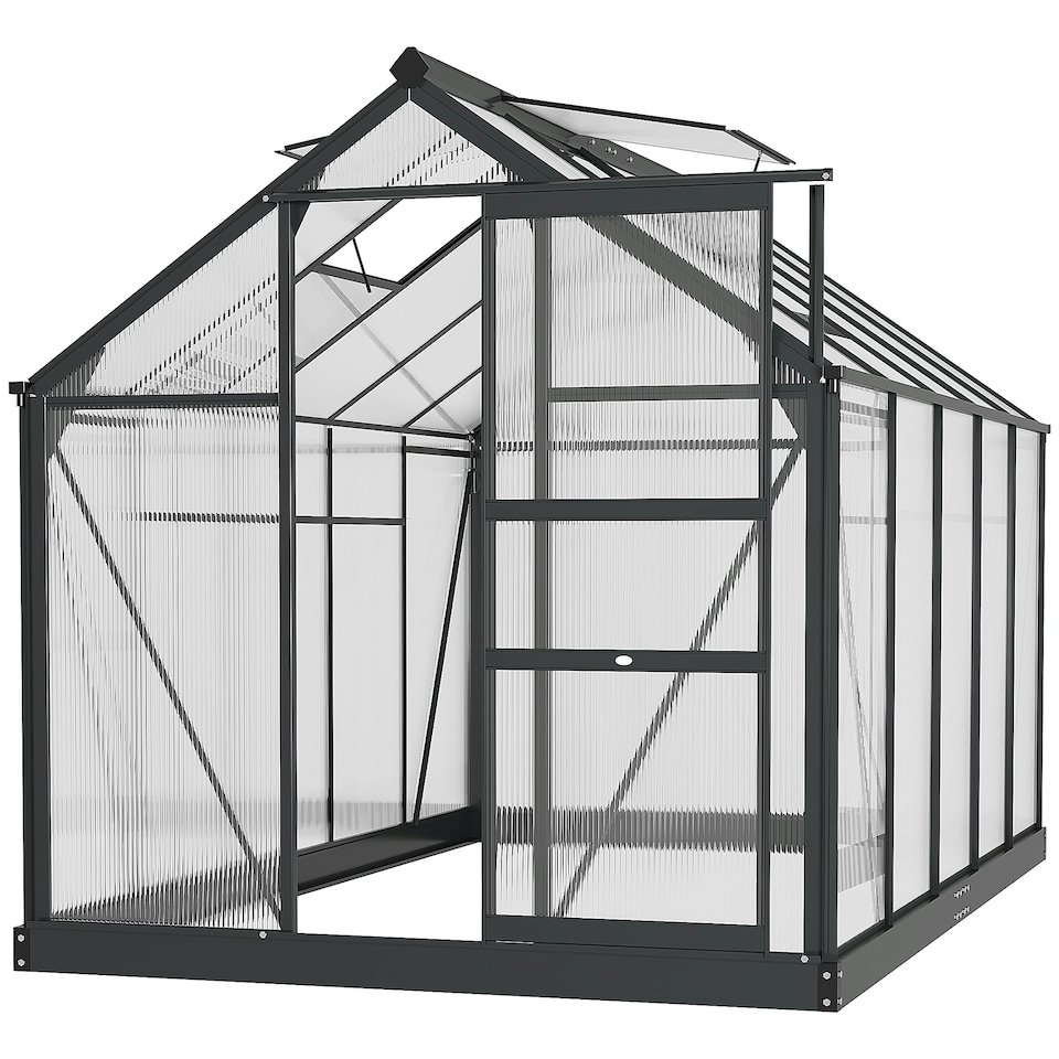 image 1 of Outsunny 6x10ft Walk-In Polycarbonate Greenhouse Plant Grow Aluminium