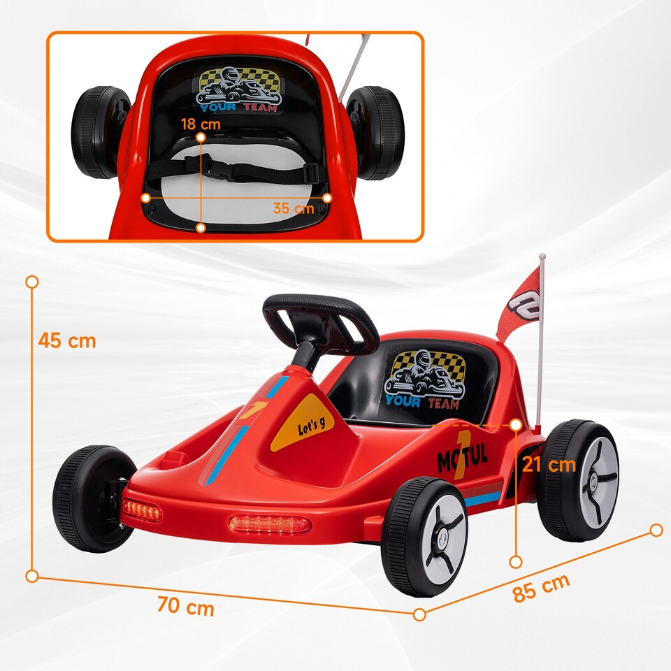 image 1 of AIYAPLAY 6V Electric Go Kart w/ Music, Light, Horn, for Ages 3-5 Years, Red