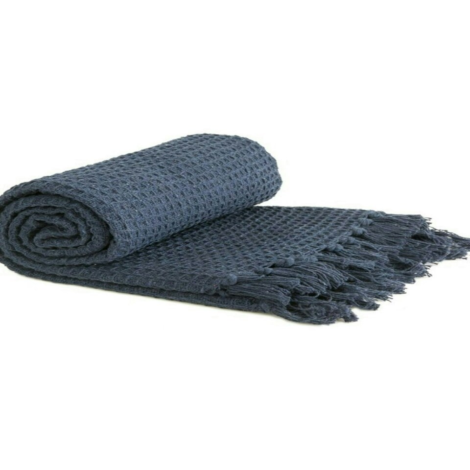 image 1 of Honeycomb Throw 70 X 100 inch Navy