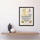 image 4 of Dog Tooth Violet and Butterflies Calligraphy Framed Wall Art Print 12X16"