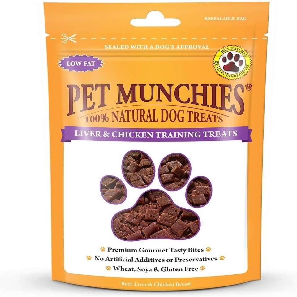 image 1 of Pet Munchies Liver and Chicken Dog Training Treats, Grain Free Tasty Bites with Natural Real Meat, Low in Fat and High in Protein 50g (Pack of 8)
