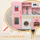 image 4 of AIYAPLAY Toy Kitchen, Pretend Role Play Kitchen, Kids Kitchen Set with Lights and Sounds, Double Stoves, Ice Maker, Chalkboard, Microwave, Oven, Sink, 5 Accessories, Pink