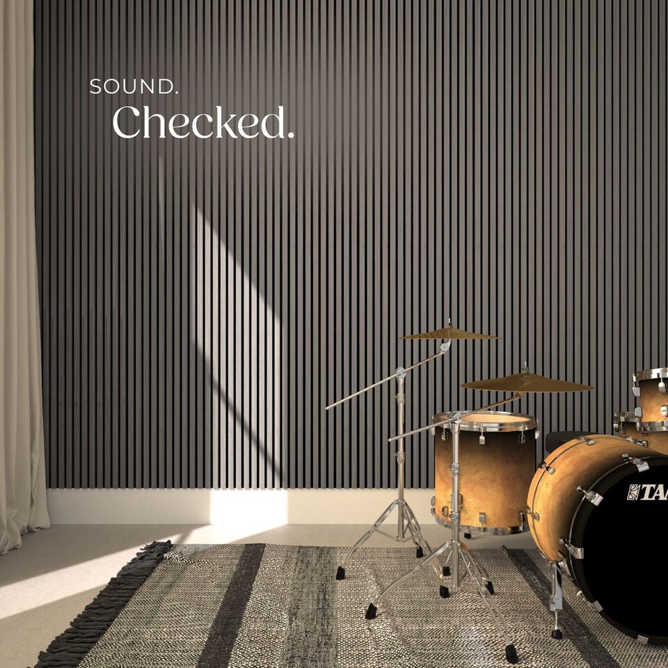 image 1 of Acoustic Wall Panels with Wood Veneer Slats, Thick Felt and Easy to Install | Grey | light gray oak | 120 x 60 x 120 cm | 4