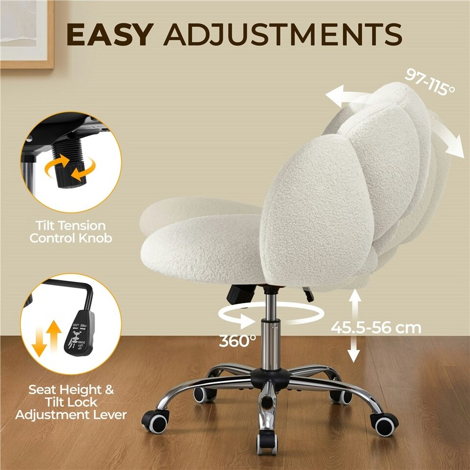 image 1 of Yaheetech Leisure Upholstered Desk Chair with Cloud-Shaped Backrest