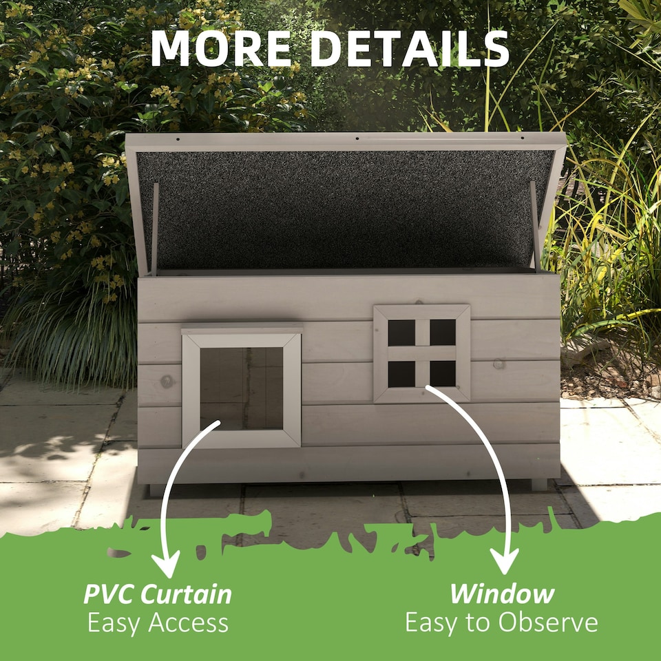 image 1 of PawHut Outdoor Cat House with Openable Top, Asphalt Roof, Window, Grey