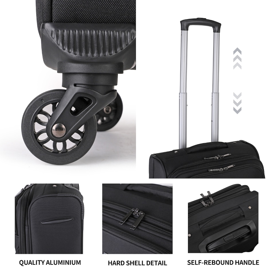image 1 of Soft Shell Luggage Set Oxford Spinner Suitcases Expandable Lockable Bags