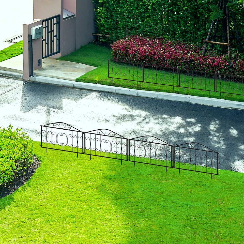 image 1 of Outsunny Decorative Garden Fencing 4PCs Metal Border Edging