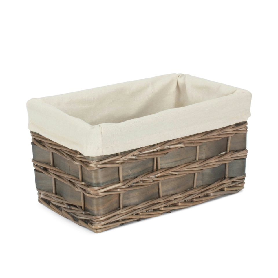 image 1 of Set of 4 Grey Scandi Storage Basket with White Lining White