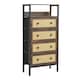 image 1 of Living and Home 4-Drawer Rustic Rattan Storage Cabinet with Shelf