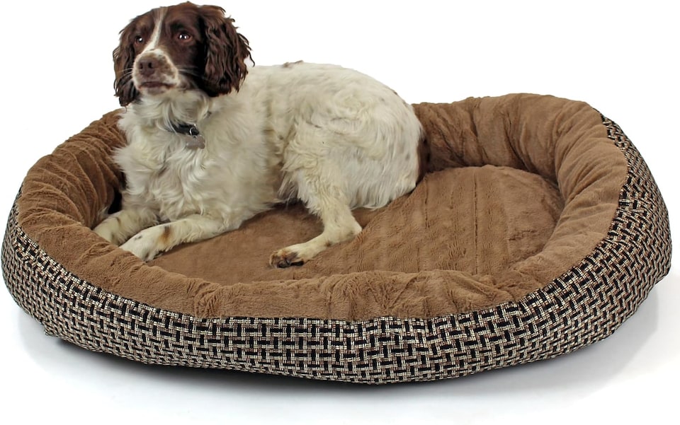 image 1 of Actiaspet Jute Orthopaedic Soft Dog Bed - 40mm Massage Foam Cushion with Fleece Lining & Non Slip Base (Brown, X Large)