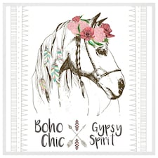 Horse with flower chic (Picutre Frame) White | XS
