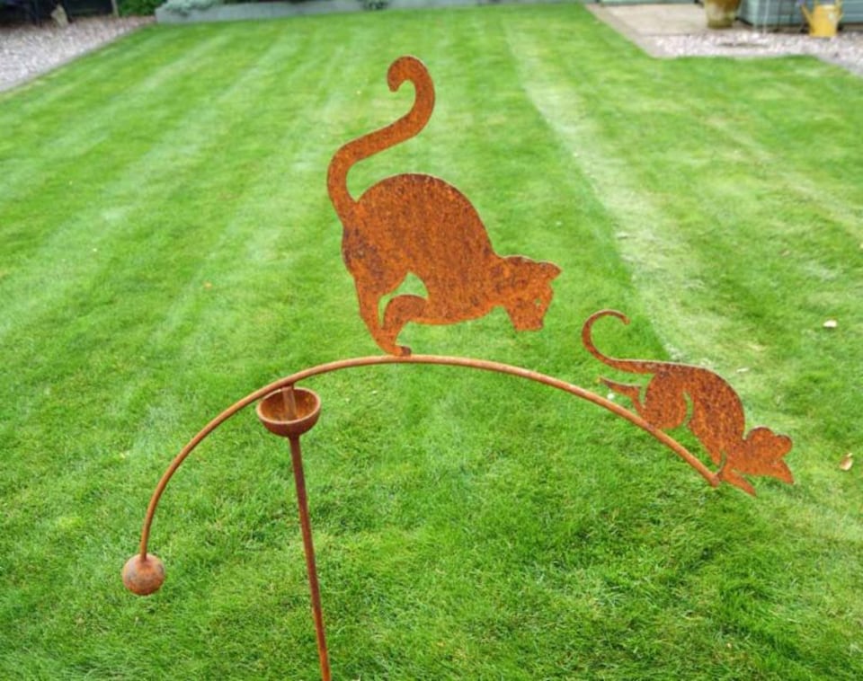 image 1 of Cat & Mouse Wind Rocker Single Bare Metal - Ready to Rust - Steel - L66 x W54 x H148.5 cm