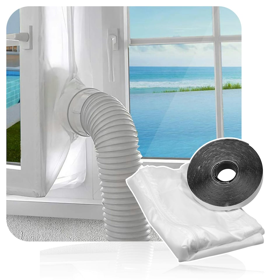 image 1 of SPARES2GO Universal AC Window Seal Kit for Portable Air Conditioning / Tumble Dryer Hose Vent
