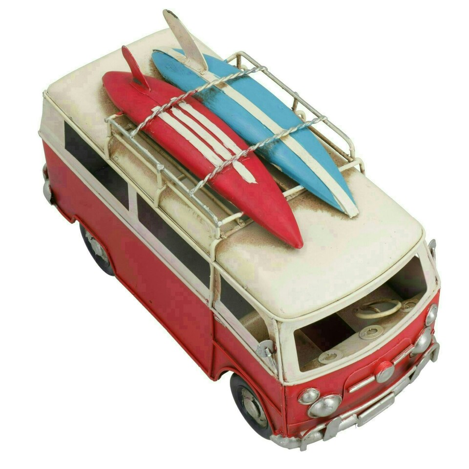 image 1 of Quality Retro Metal Vintage Camper Van Metal Model Replica Ornament Gift