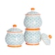 image 1 of Nicola Spring Hand-Printed Plant Pot with Saucer - 20.5cm - Orange | Orange | Orange / Blue
