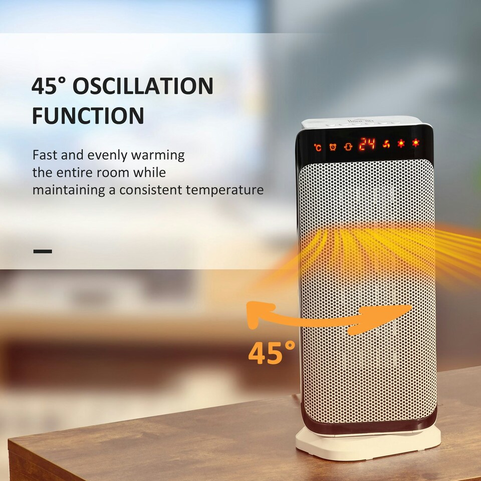 image 1 of HOMCOM Oscillating Ceramic Space Heater w/ Remote Control, Timer & Safety System