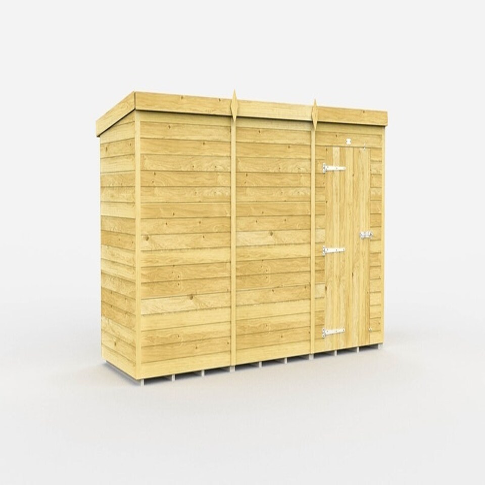 image 1 of 11 x 4 Feet Pent Shed - Single Door Without Windows - Wood - L118 x W329 x H201 cm Brown