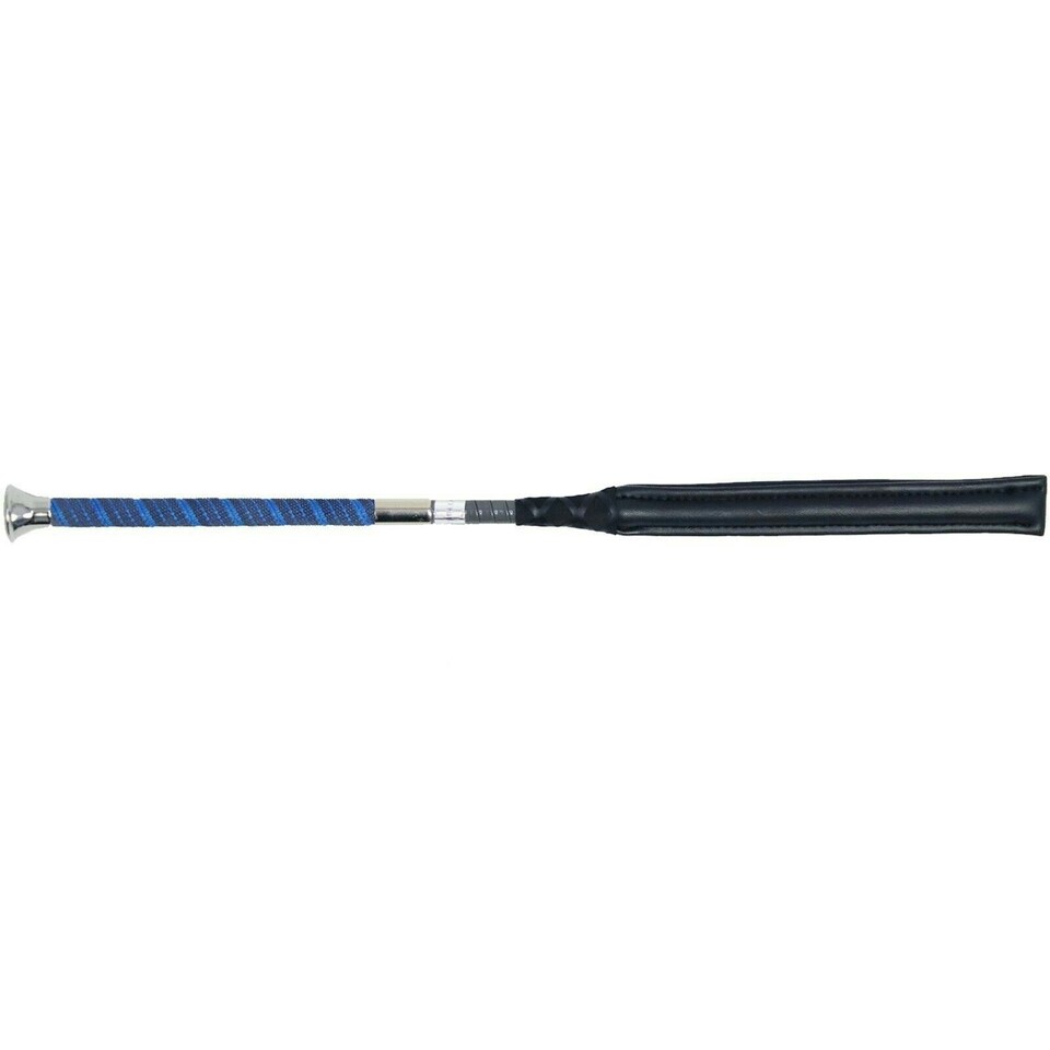 image 1 of Coldstream Next Generation Pressen Horse Jumping Whip - Grey/Blue - 50cm