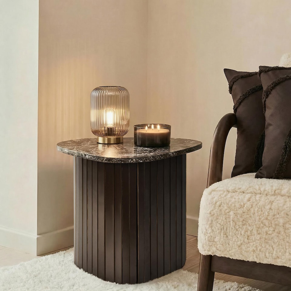 image 1 of OHS Madison Ribbed Side Table Corner Bedroom Living Room Office Bedside