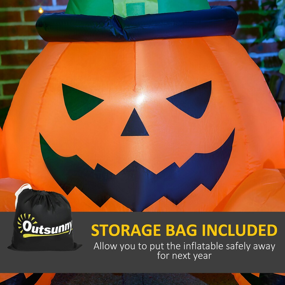 image 1 of Outsunny 6ft Inflatable Halloween Large Pumpkin in Hat with Four Small Pumpkins, Blow-Up Outdoor LED Display for Lawn, Garden, Party