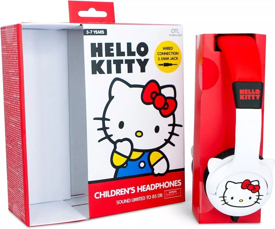image 1 of Hello Kitty Kid's Wired Headphones with Ears | White