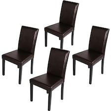 Yaheetech Set of 4 Fabric Upholstered Dining Chairs with Solid Wood Legs Brown | Dark Brown