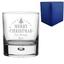Personalised Christmas Tree Bubble Whisky Tumbler Glass for Family