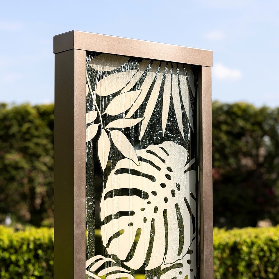 image 1 of Lamego Bamboo Mirror Water Feature with Lights 180cm