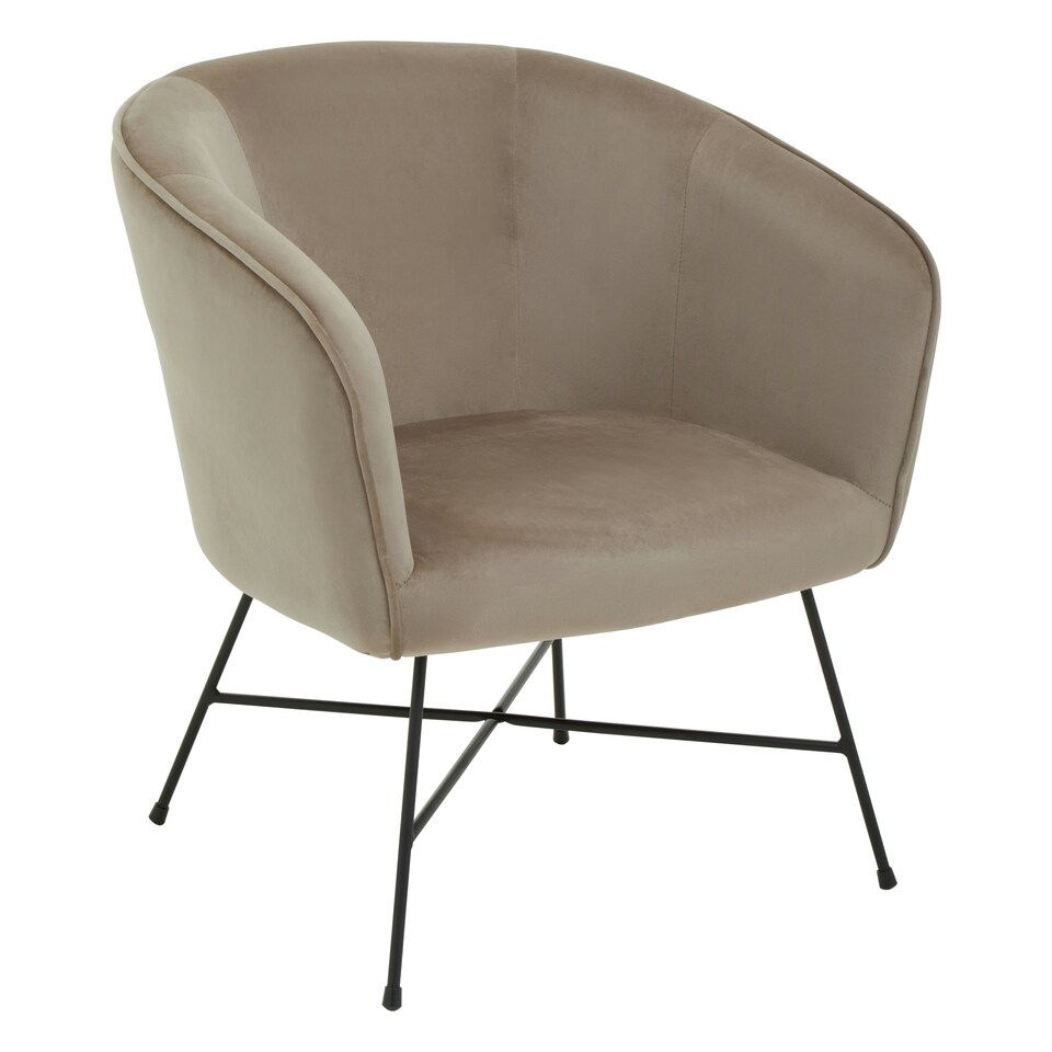 image 1 of Interiors by Premier Mink Velvet Chair, Comfy Mink Outdoor Metal Legs Velvet Chair, Effortless Cleaning Velvet Chair
