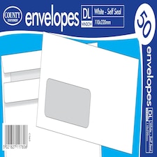 Pack of 50 DL Window White Self Seal Envelopes