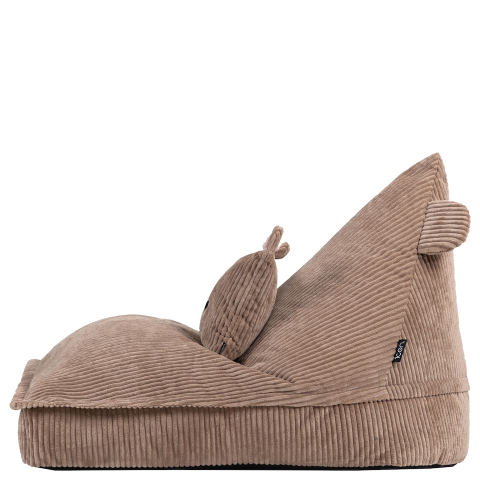 image 1 of Icon Kids Bertie Bear Lounger and Cushion Bundle Jumbo Cord Lounger, Brown