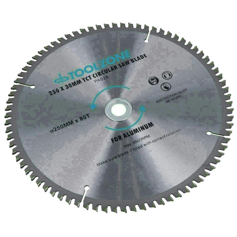 image 1 of 250mm x 30mm TCT Saw Blade 80T / Aluminium Circular Saw With Reducer TE676