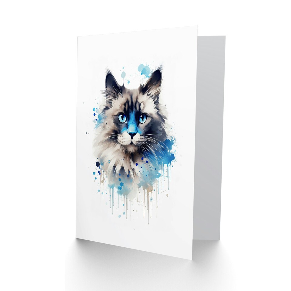 image 1 of Birman Watercolour Pet Portrait Cat Lover Blank Just to Say Card