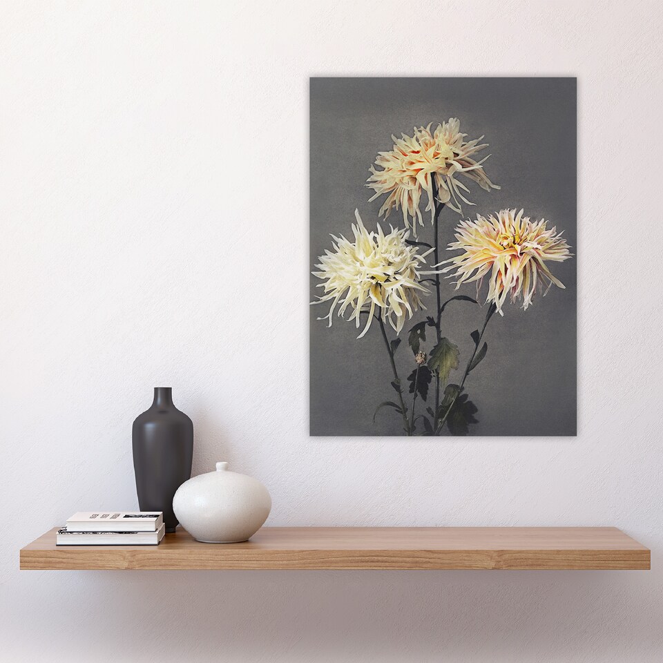 image 1 of Chrysanthemums Vintage Floral Retro Japan Wall Art Print Kazumasa 18x24"