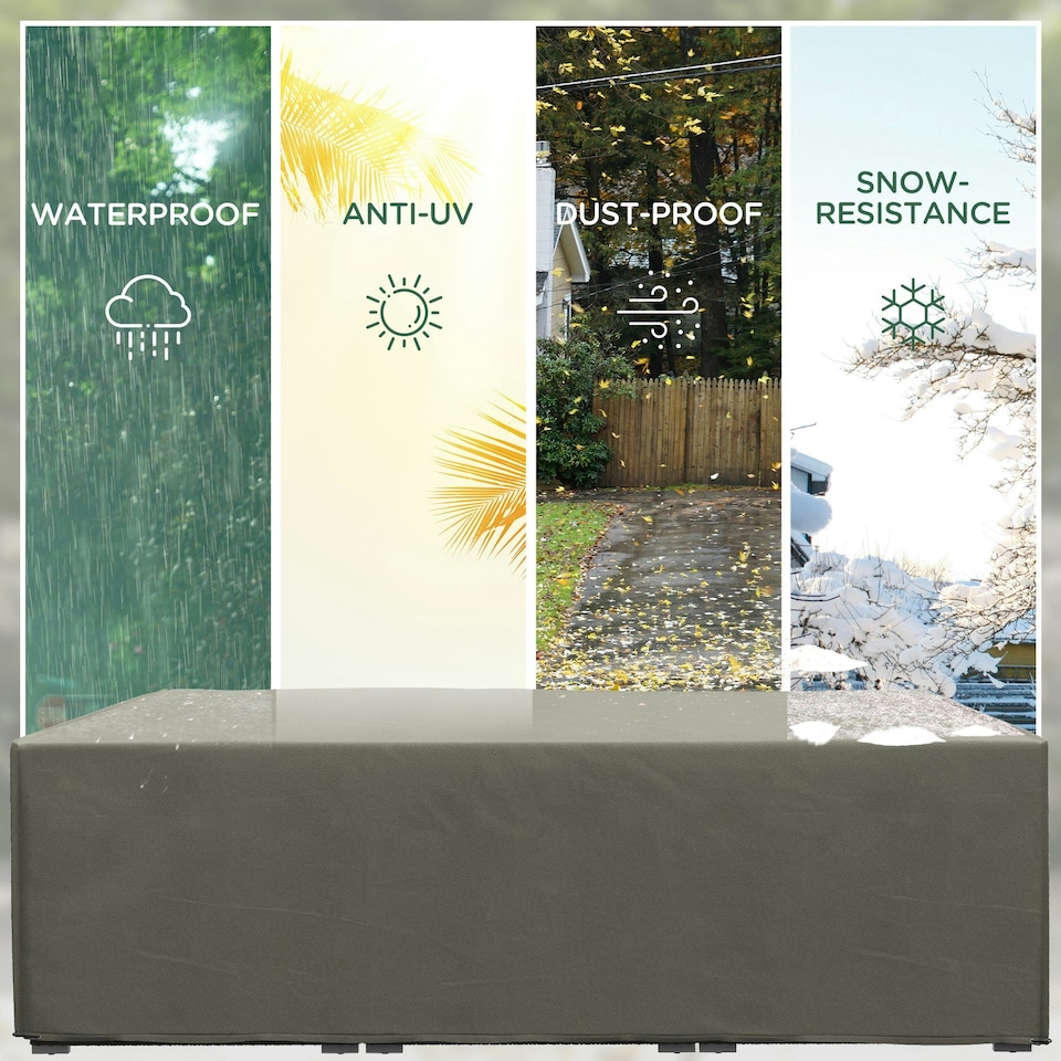 image 1 of Outsunny Garden Furniture Cover Outdoor Waterproof Rattan Set Rain Protection Grey