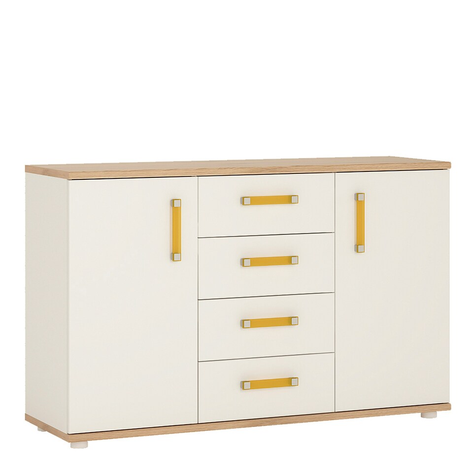 image 1 of 4KIDS 2 Door 4 Drawer Sideboard with Orange Handles